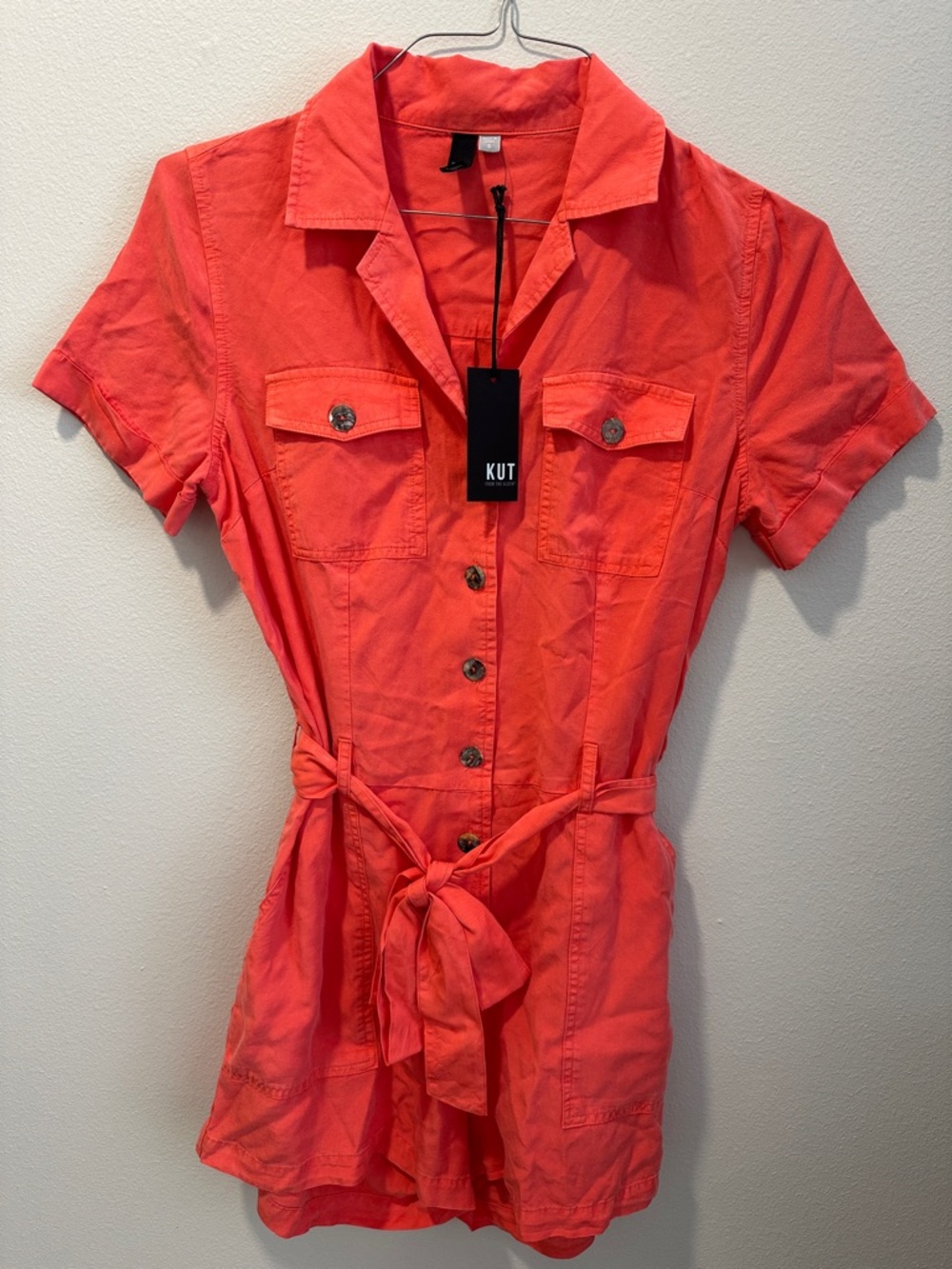 Kut from the Kloth Coral Button-Front Utility Romper